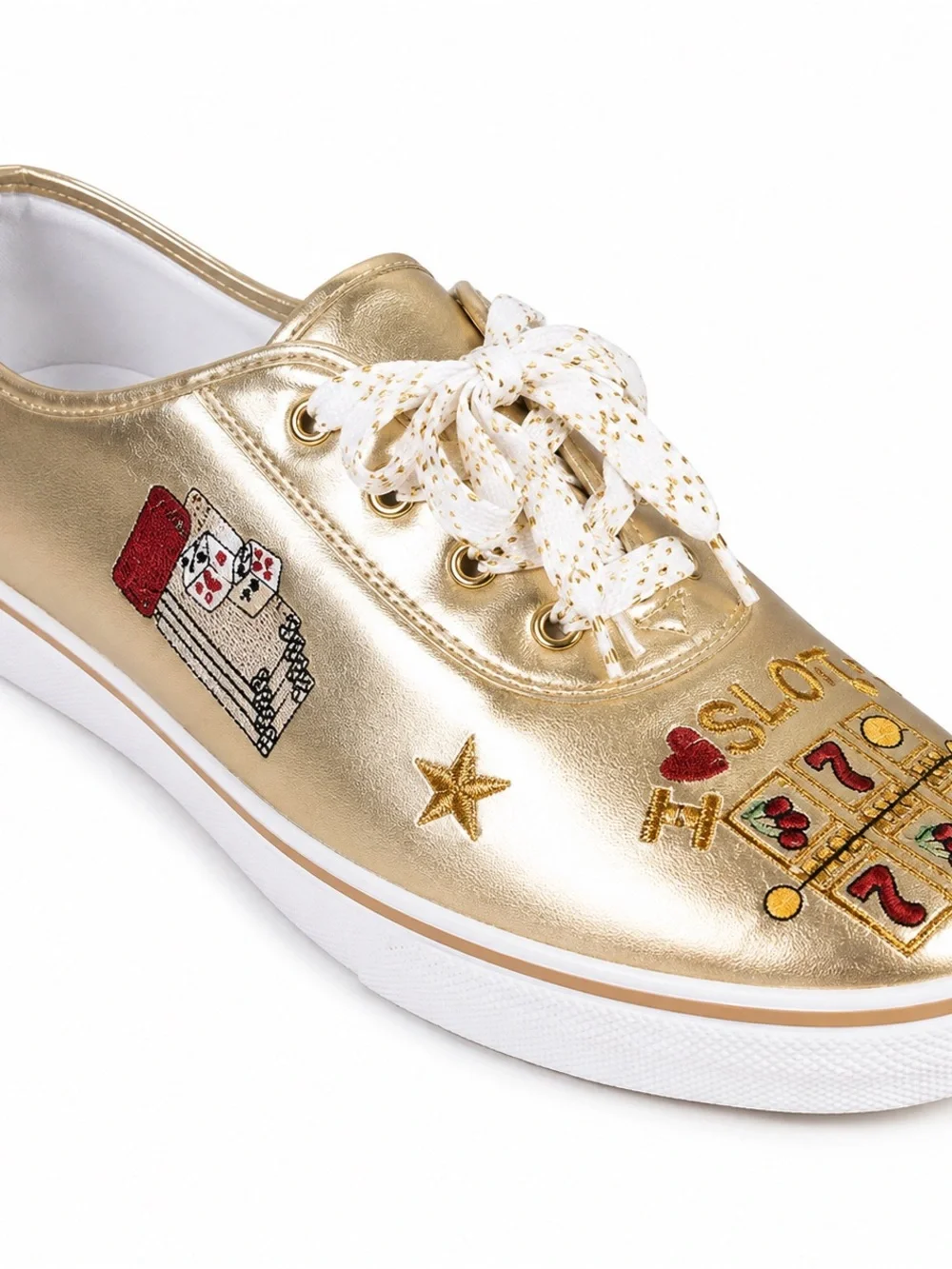 Golddigga Reno Gold Casino Embroidered Sneakers Size 9.5W